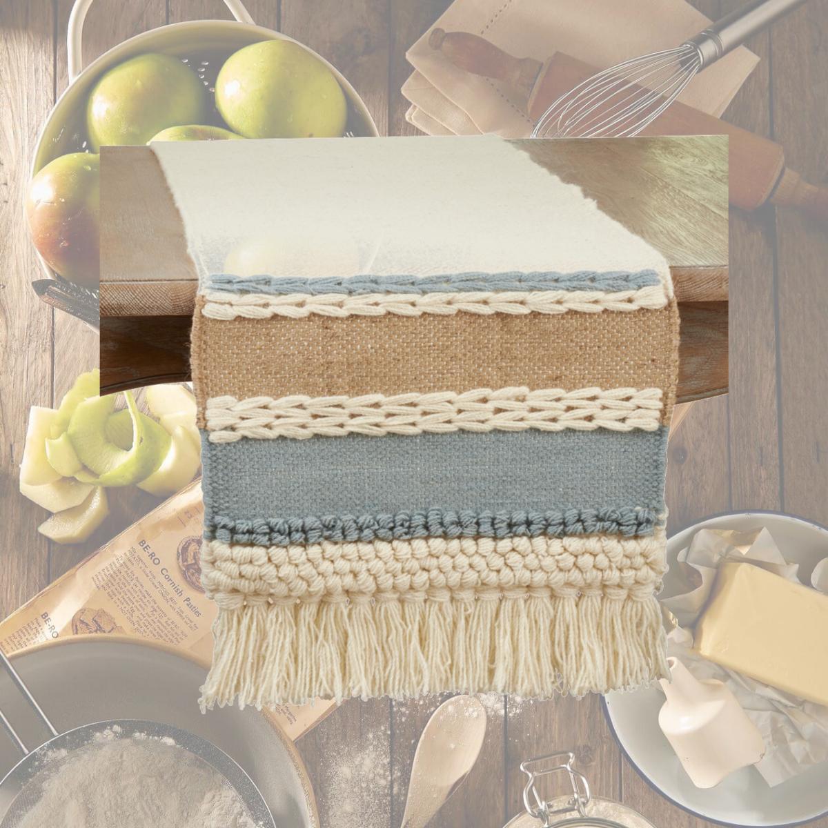 Picture of Saro Lifestyle 9461.BL1672B 16 x 72 in. Textured Boho Table Runner, Blue