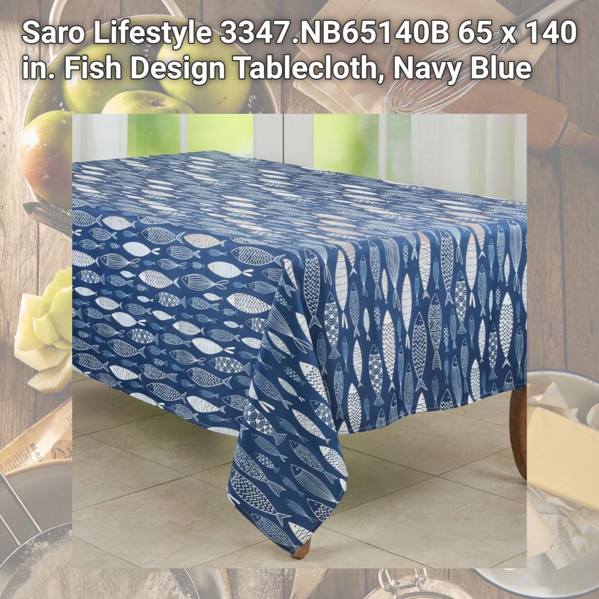 Picture of Saro Lifestyle 3347.NB65140B 65 x 140 in. Fish Design Tablecloth, Navy Blue