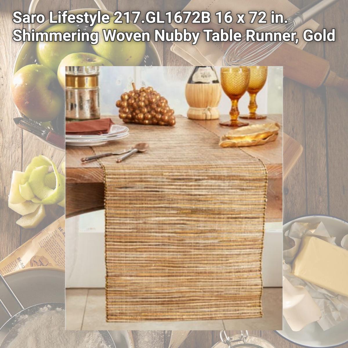 Picture of Saro Lifestyle 217.GL1672B 16 x 72 in. Shimmering Woven Nubby Table Runner, Gold
