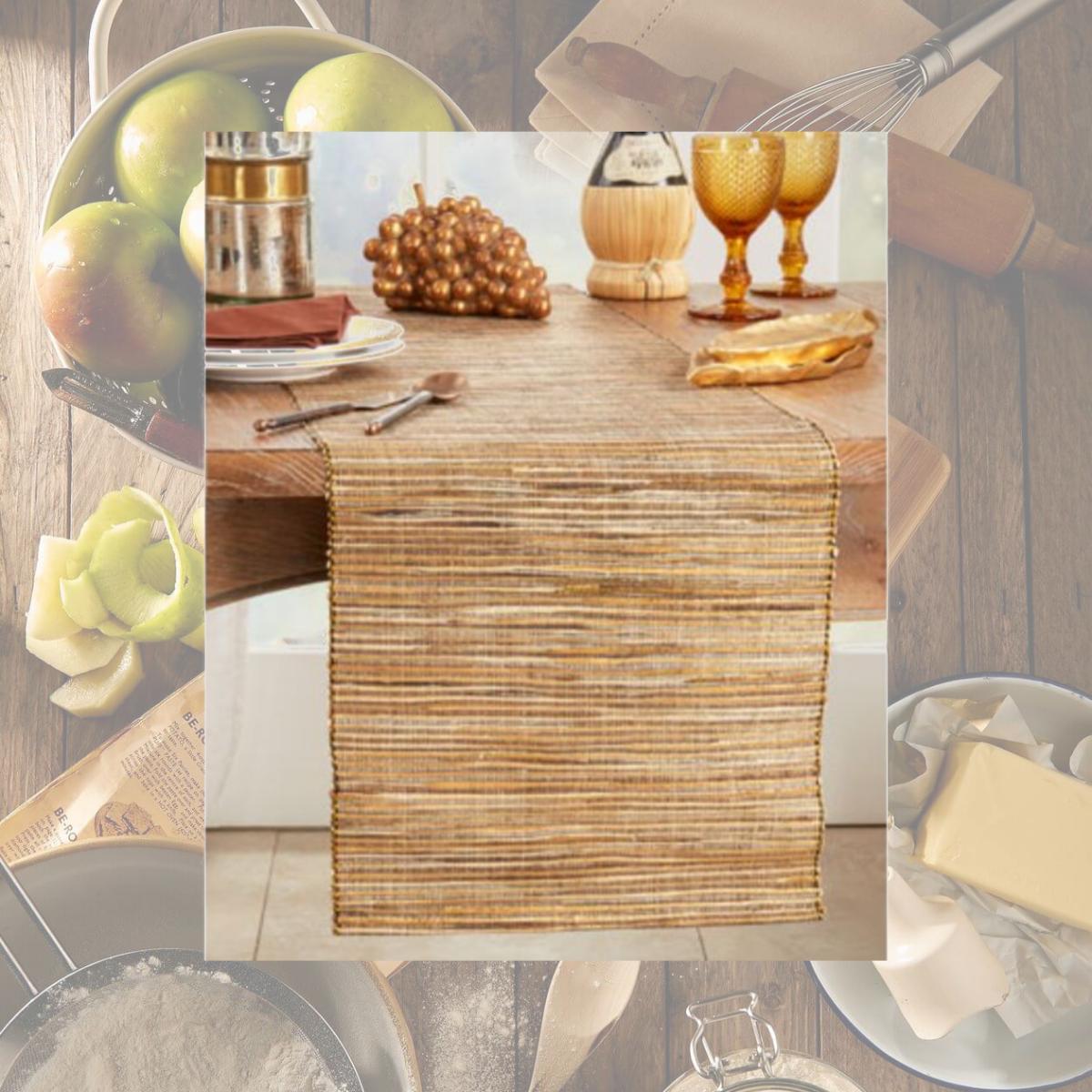 Picture of Saro Lifestyle 217.GL1672B 16 x 72 in. Shimmering Woven Nubby Table Runner, Gold