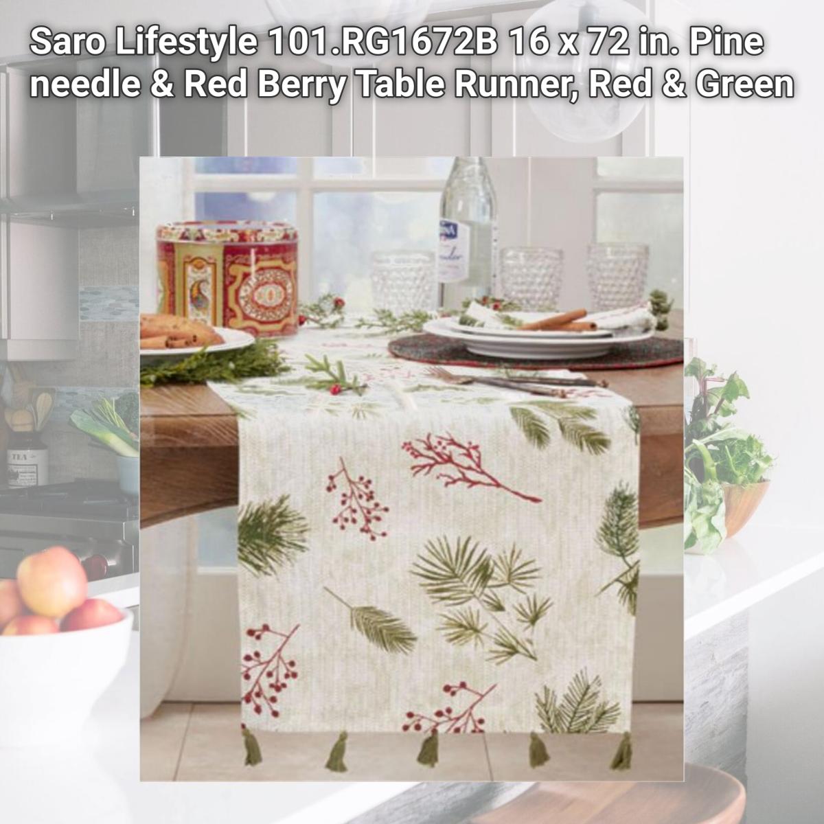 Picture of Saro Lifestyle 101.RG1672B 16 x 72 in. Pine needle & Red Berry Table Runner, Red & Green
