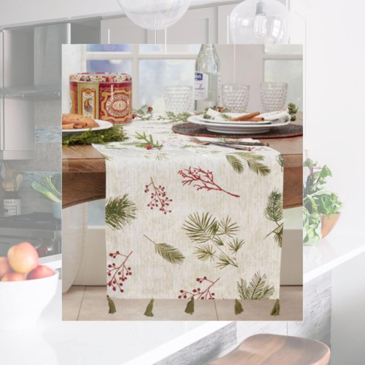 Picture of Saro Lifestyle 101.RG1672B 16 x 72 in. Pine needle & Red Berry Table Runner, Red & Green
