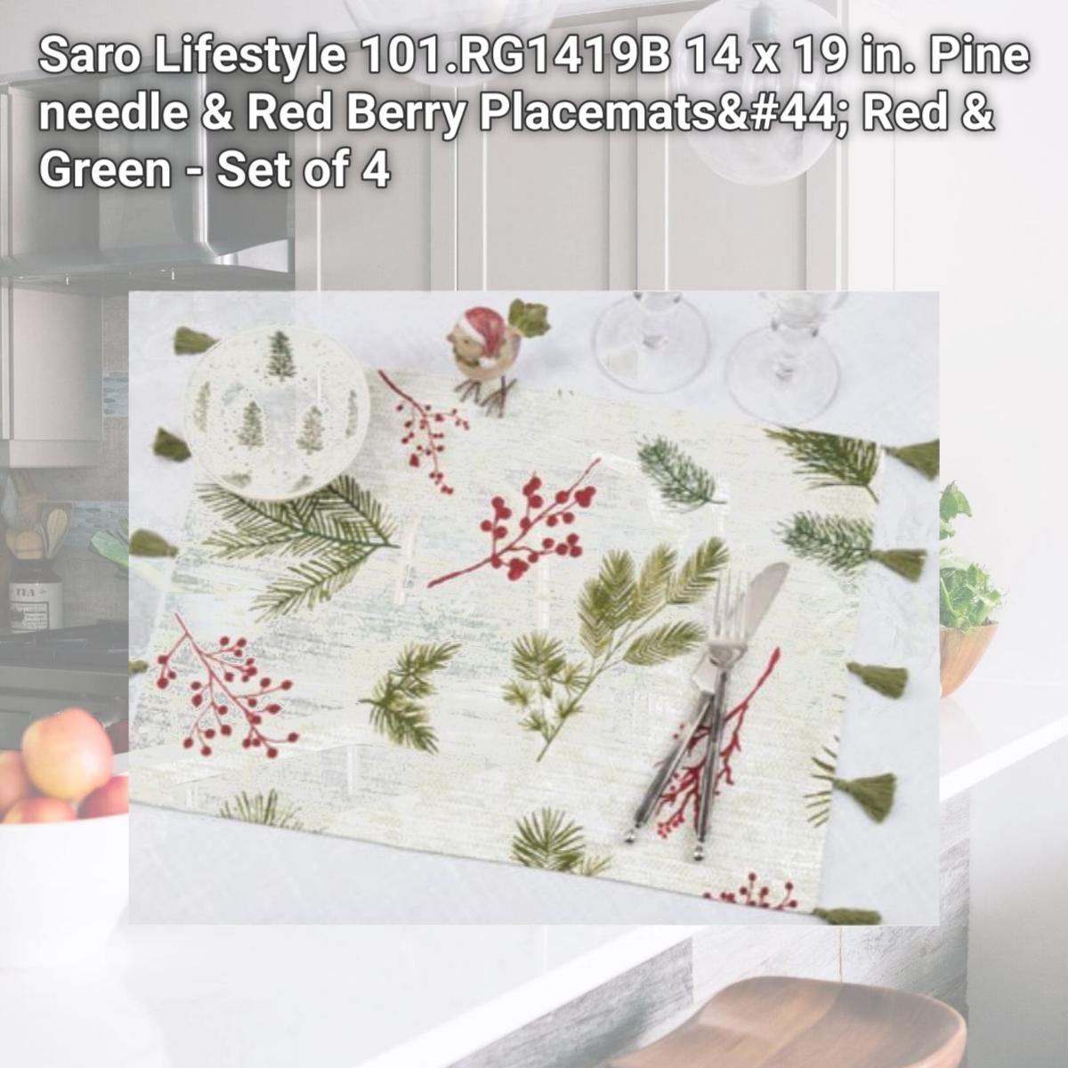 Picture of Saro Lifestyle 101.RG1419B 14 x 19 in. Pine needle & Red Berry Placemats, Red & Green - Set of 4