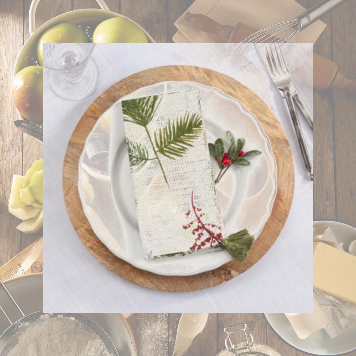Picture of Saro Lifestyle 101.RG18S 18 x 18 in. Pine needle & Red Berry Table Napkins, Red & Green - Set of 4