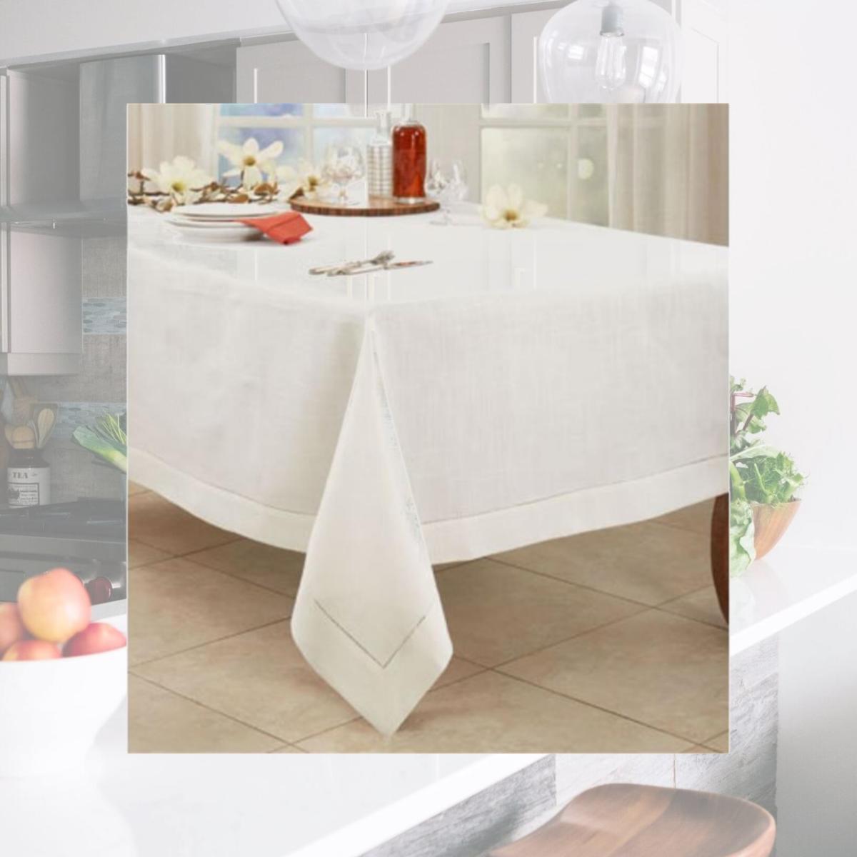 Picture of Saro Lifestyle 6300.I70104B 70 x 104 in. Hemstitched Border Tablecloth, Ivory