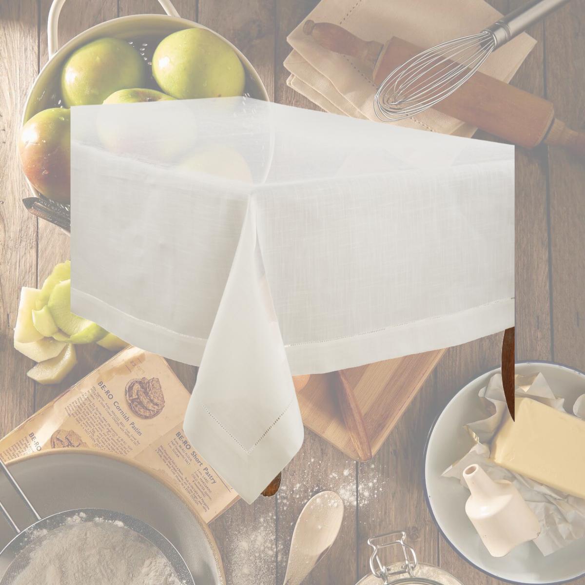 Picture of Saro Lifestyle 6300.I70180B 70 x 180 in. Hemstitched Border Tablecloth, Ivory