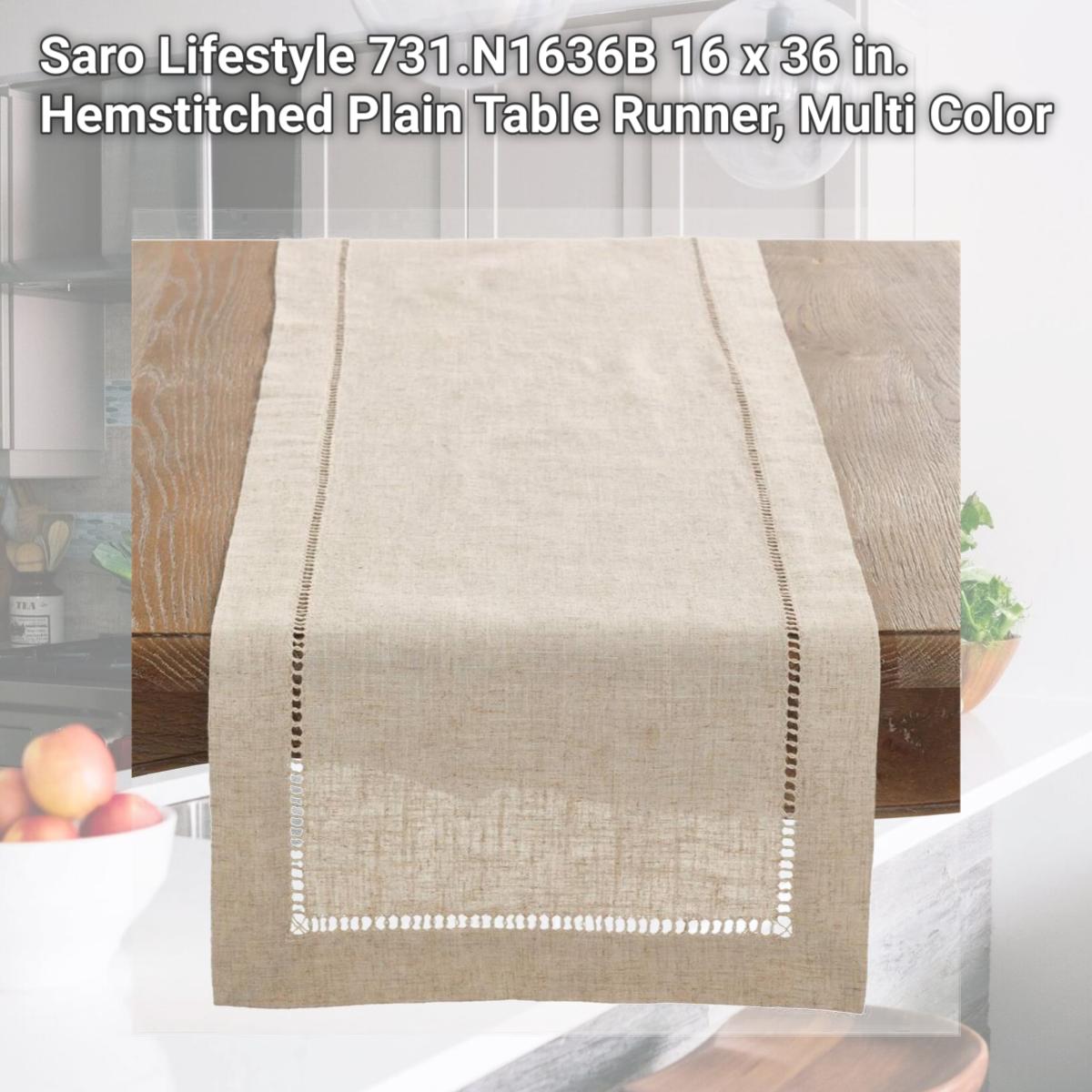 Picture of Saro Lifestyle 731.N1636B 16 x 36 in. Hemstitched Plain Table Runner, Multi Color