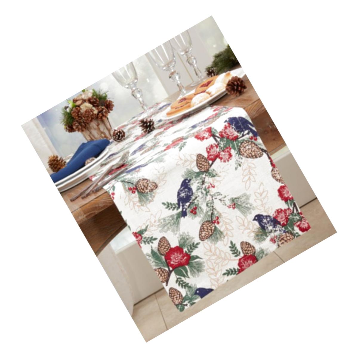 Picture of Saro Lifestyle 557.M1490B 14 x 90 in. Pinecones & Birds Table Runner, Multi Color