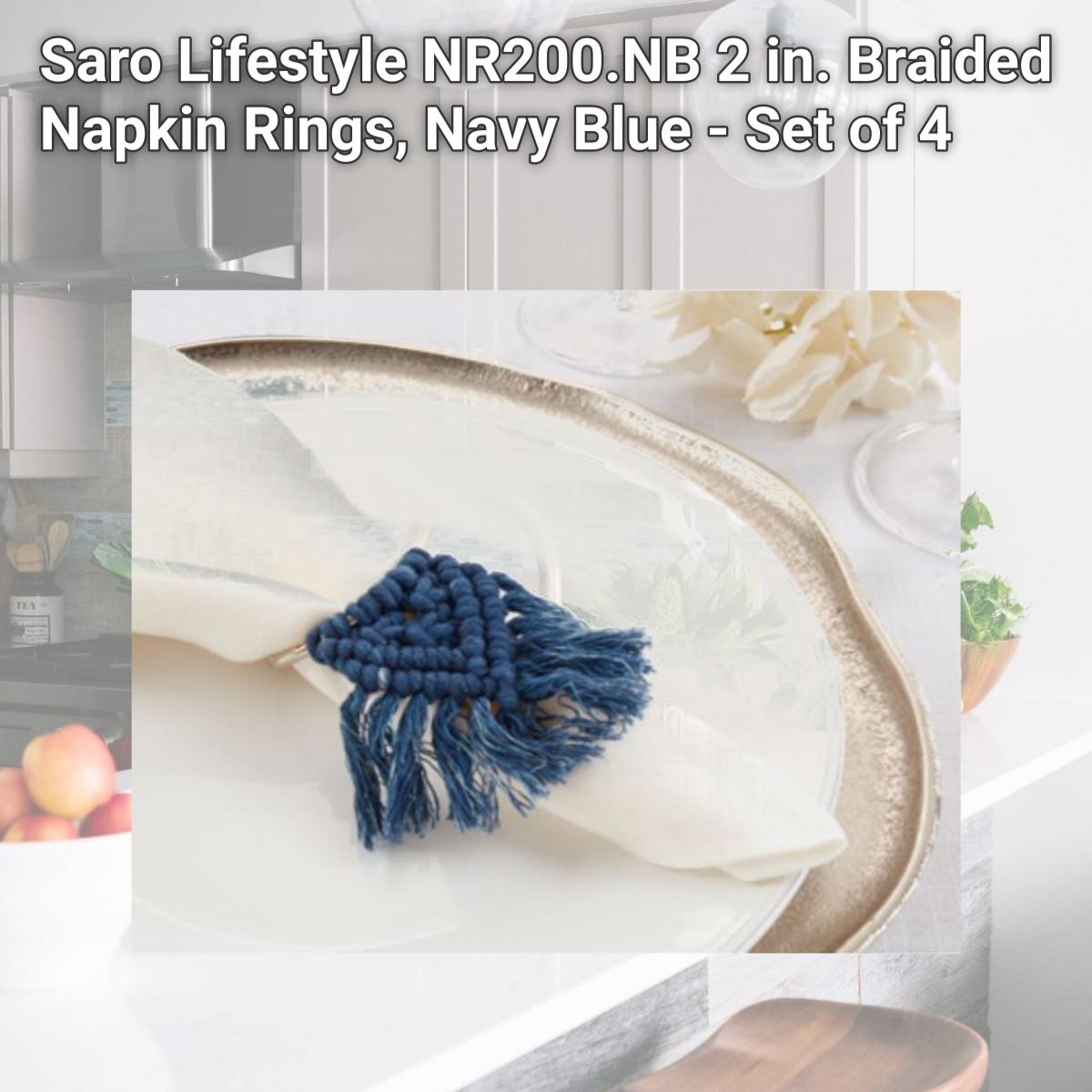 Picture of Saro Lifestyle NR200.NB 2 in. Braided Napkin Rings, Navy Blue - Set of 4