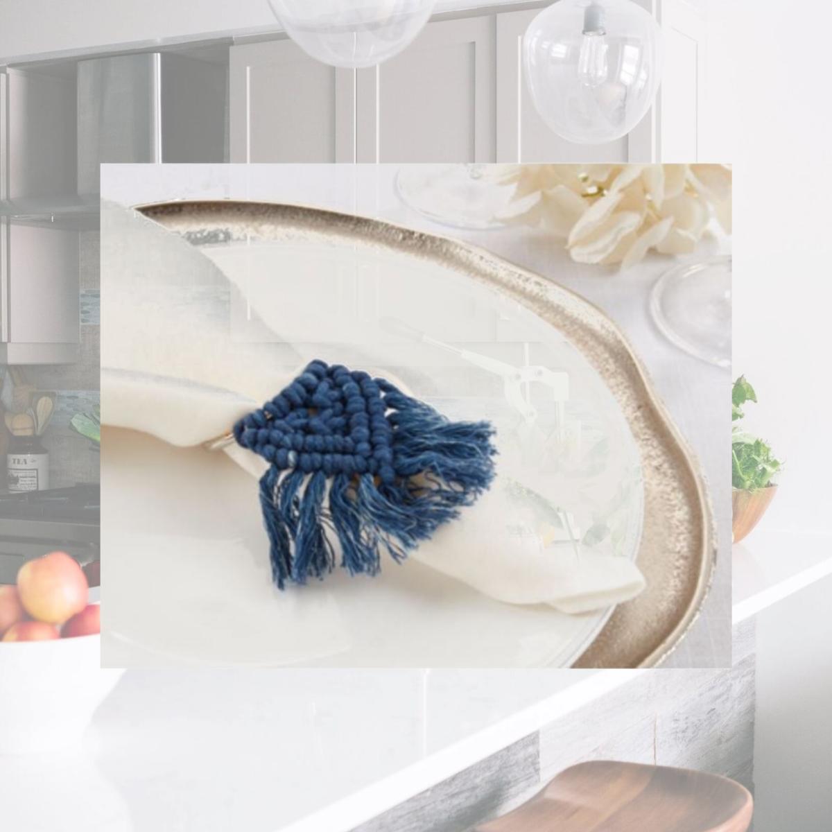 Picture of Saro Lifestyle NR200.NB 2 in. Braided Napkin Rings, Navy Blue - Set of 4