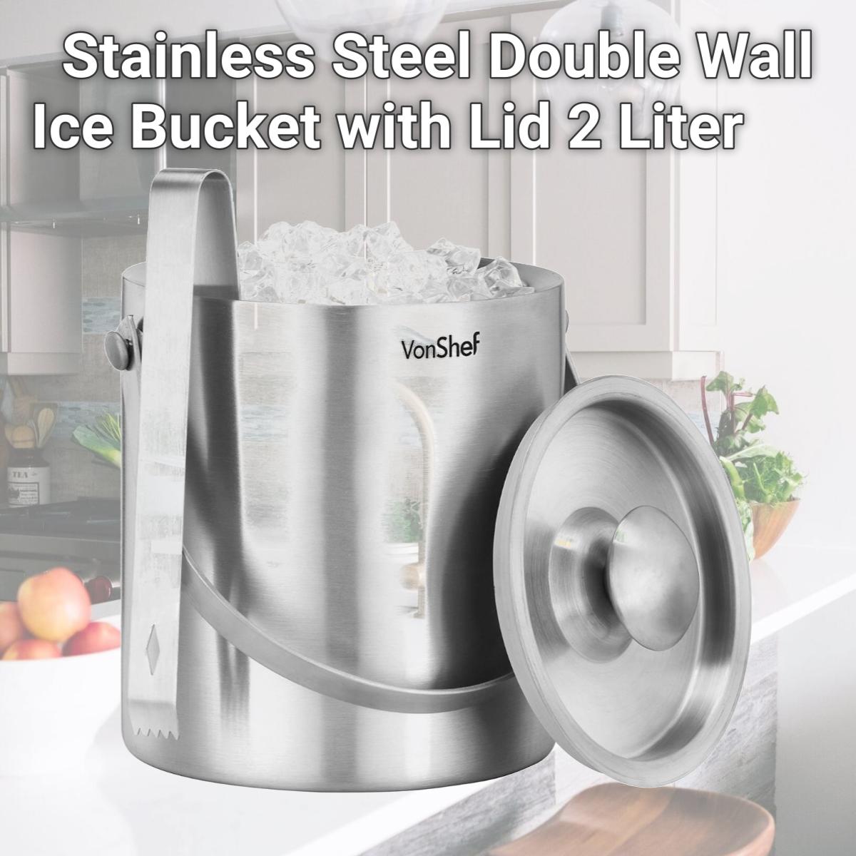 Picture of Starcrafts 72286 Stainless Steel Double Wall Ice Bucket with Lid 2 Liter