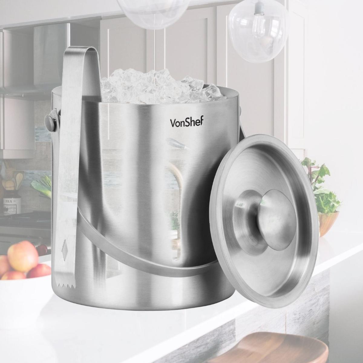 Picture of Starcrafts 72286 Stainless Steel Double Wall Ice Bucket with Lid 2 Liter