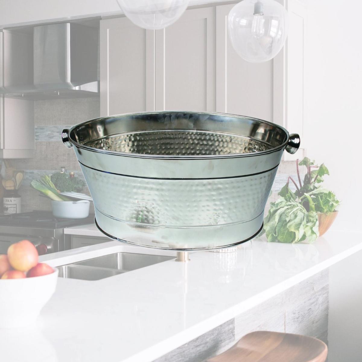 Picture of Starcrafts 92229 21 x 11 in. Stainless Steel Hammered Party Tub