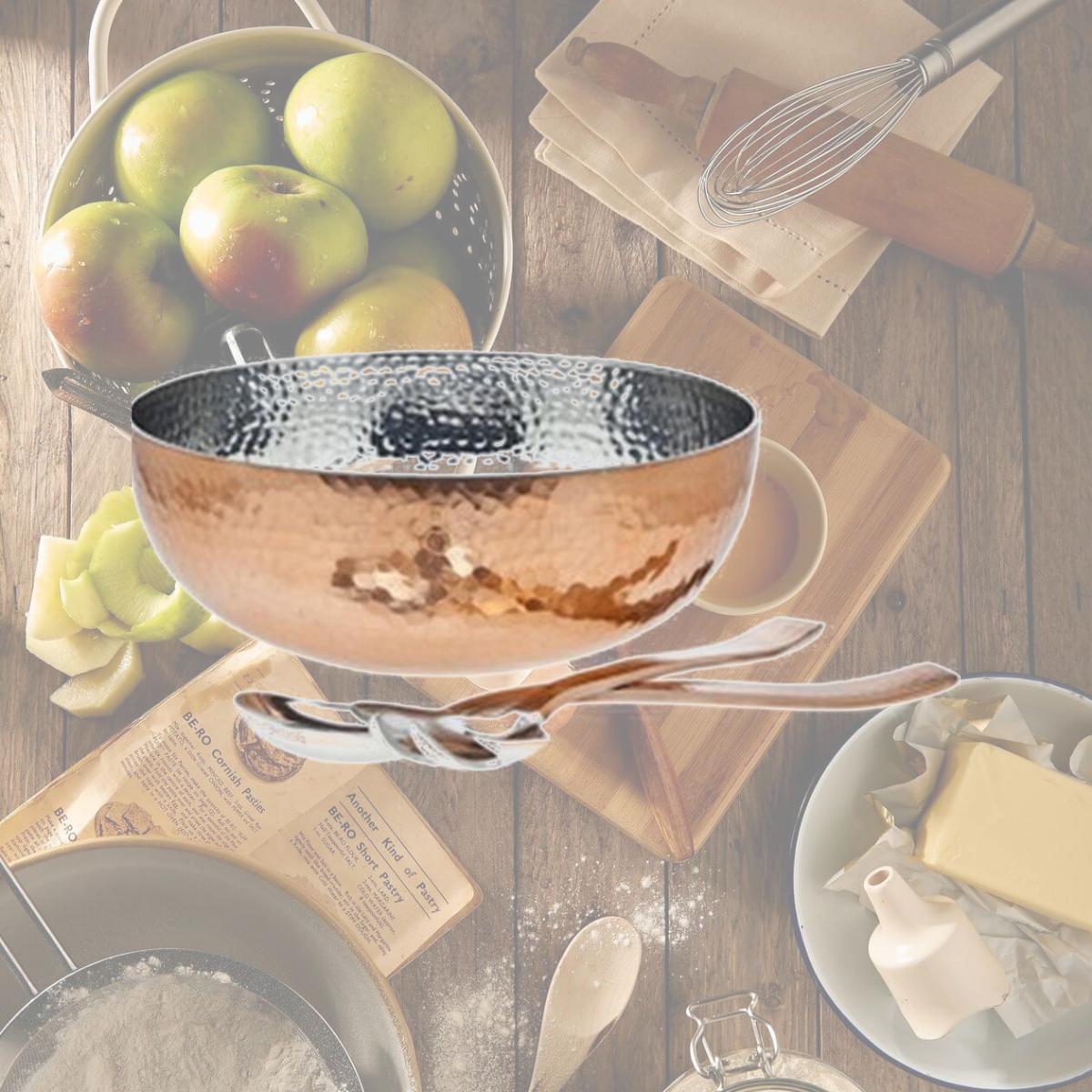 Picture of Starcrafts 92251 Stainless Steel Copper Plated Hammered Salad Bowl with 2 Server, 3 Piece