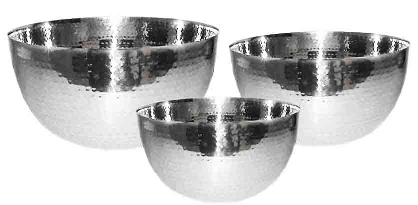 92297 Stainless Steel Hammered Bowl Set, 3 Piece