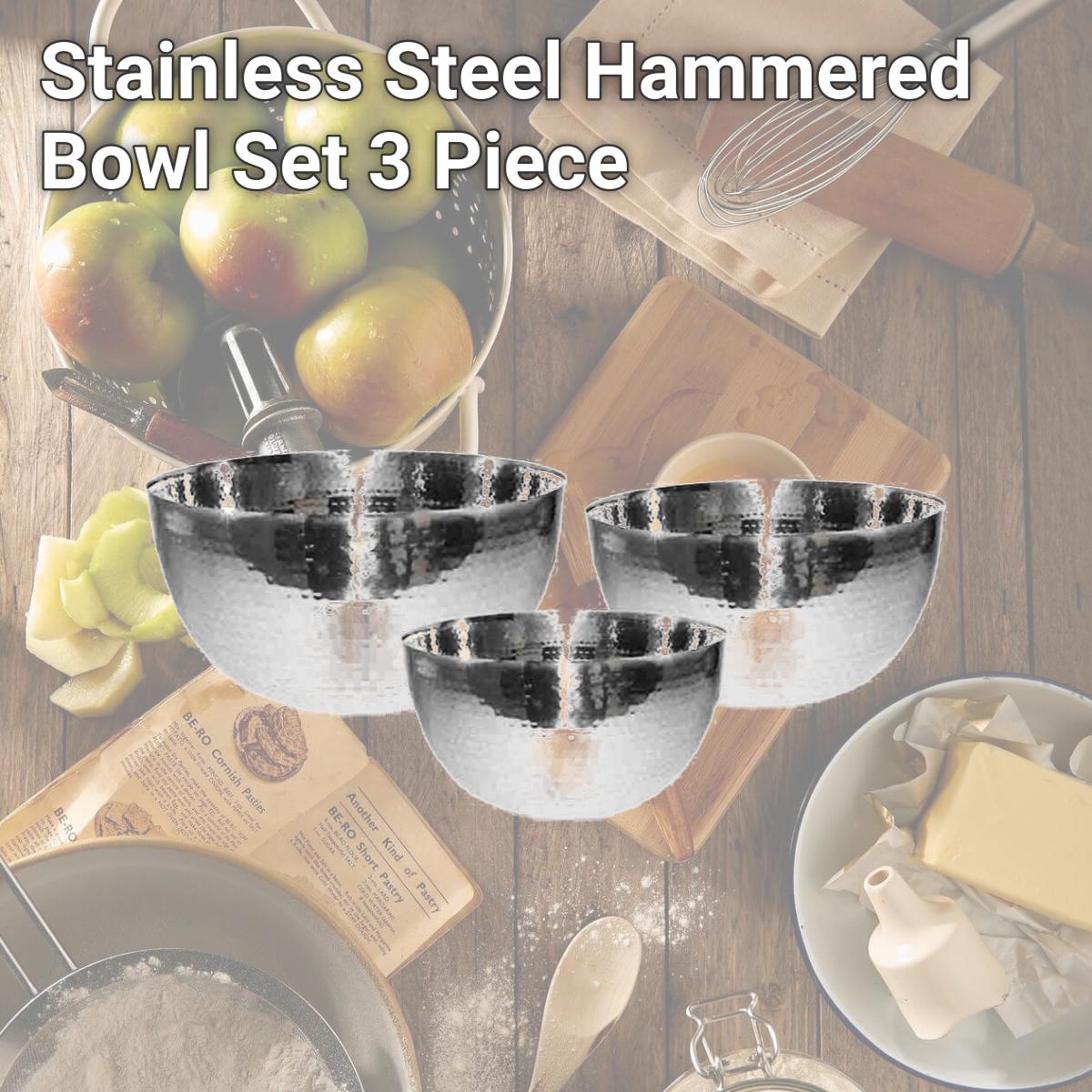 Picture of Starcrafts 92297 Stainless Steel Hammered Bowl Set, 3 Piece