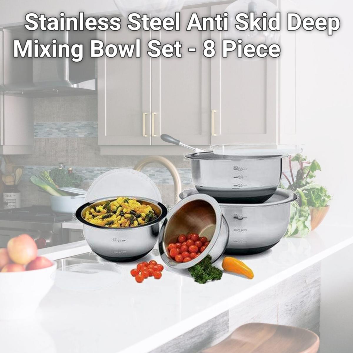 Picture of StarCrafts 82082 Stainless Steel Anti Skid Deep Mixing Bowl Set - 8 Piece