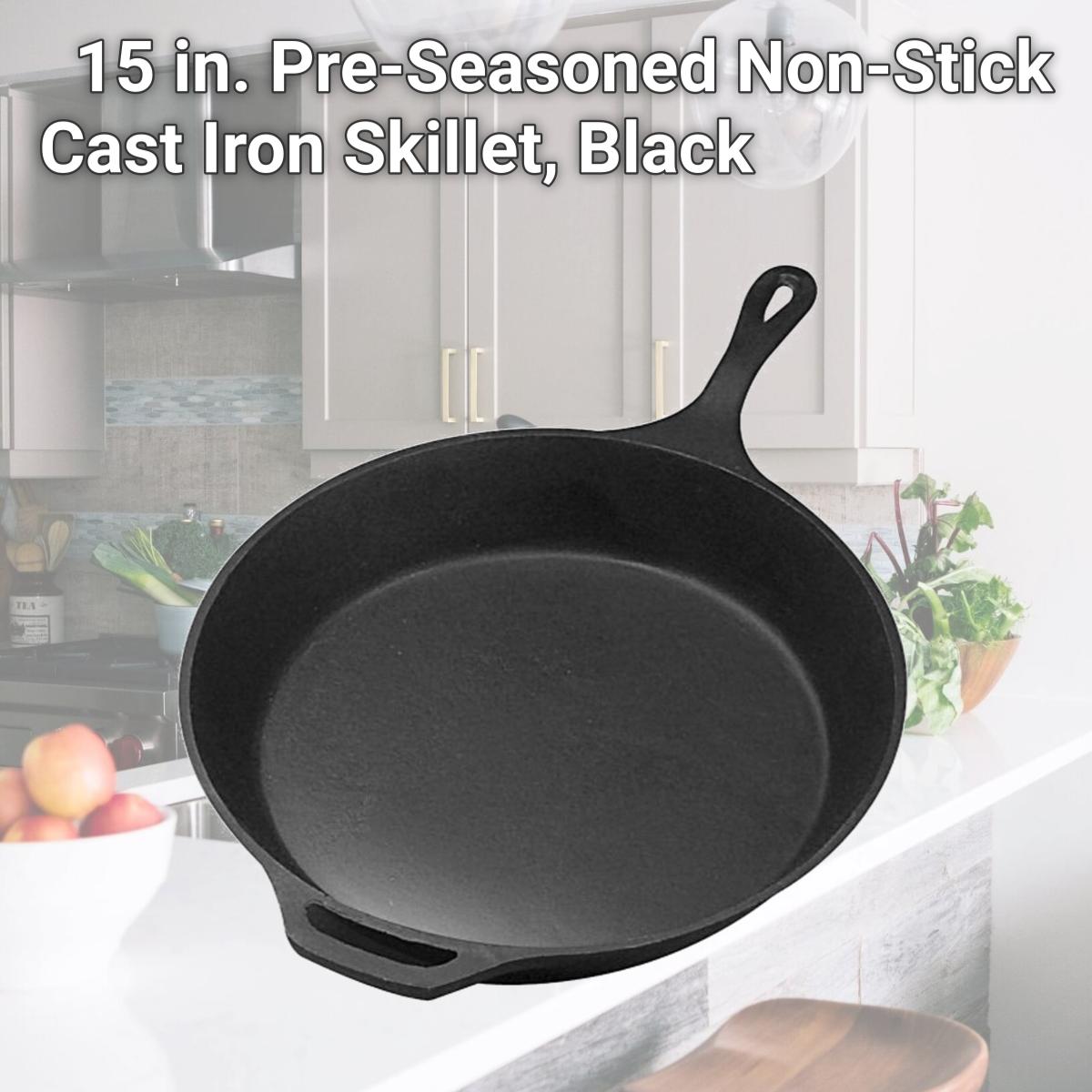 Picture of StarCrafts PS178 15 in. Pre-Seasoned Non-Stick Cast Iron Skillet, Black