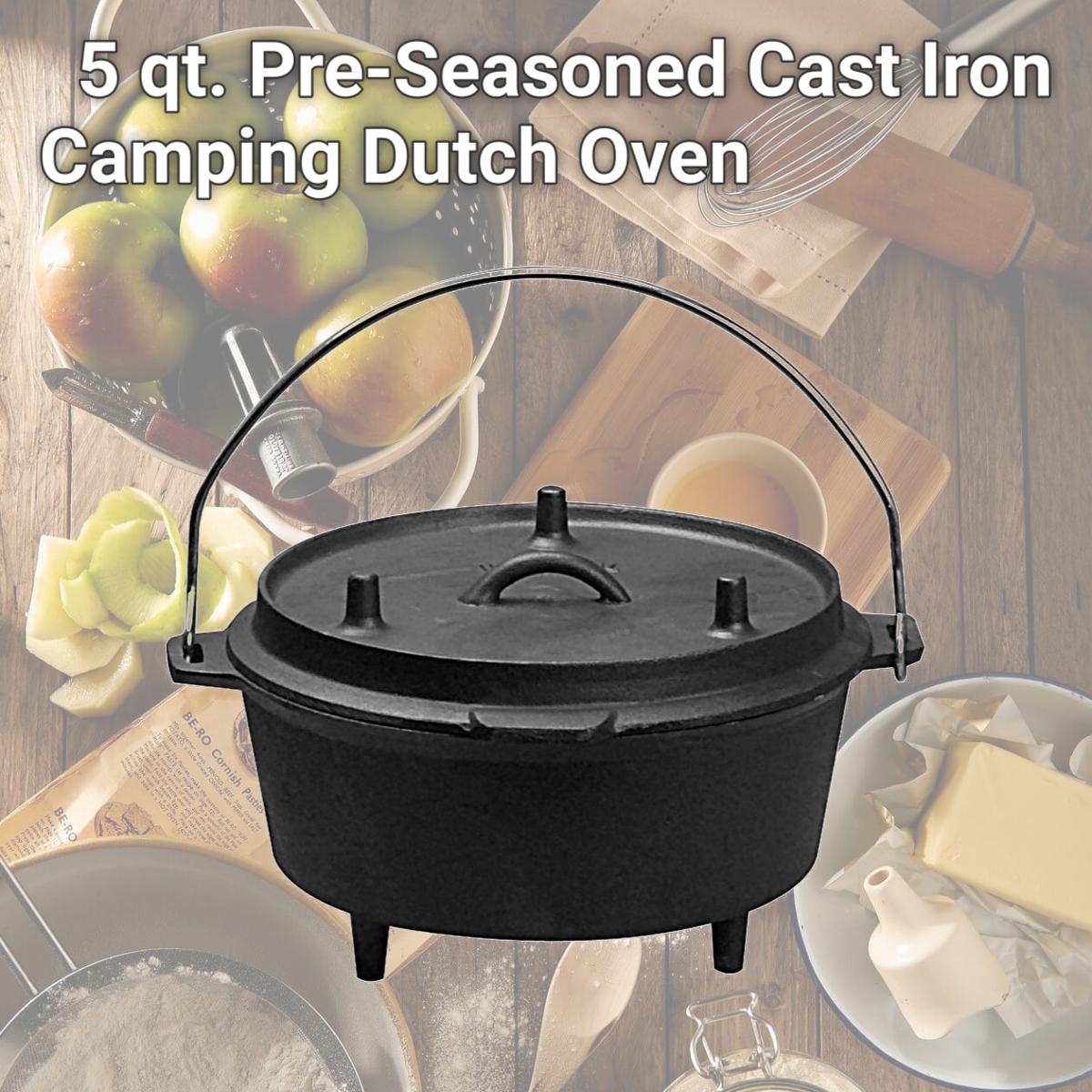 Picture of StarCrafts PS193 5 qt. Pre-Seasoned Cast Iron Camping Dutch Oven