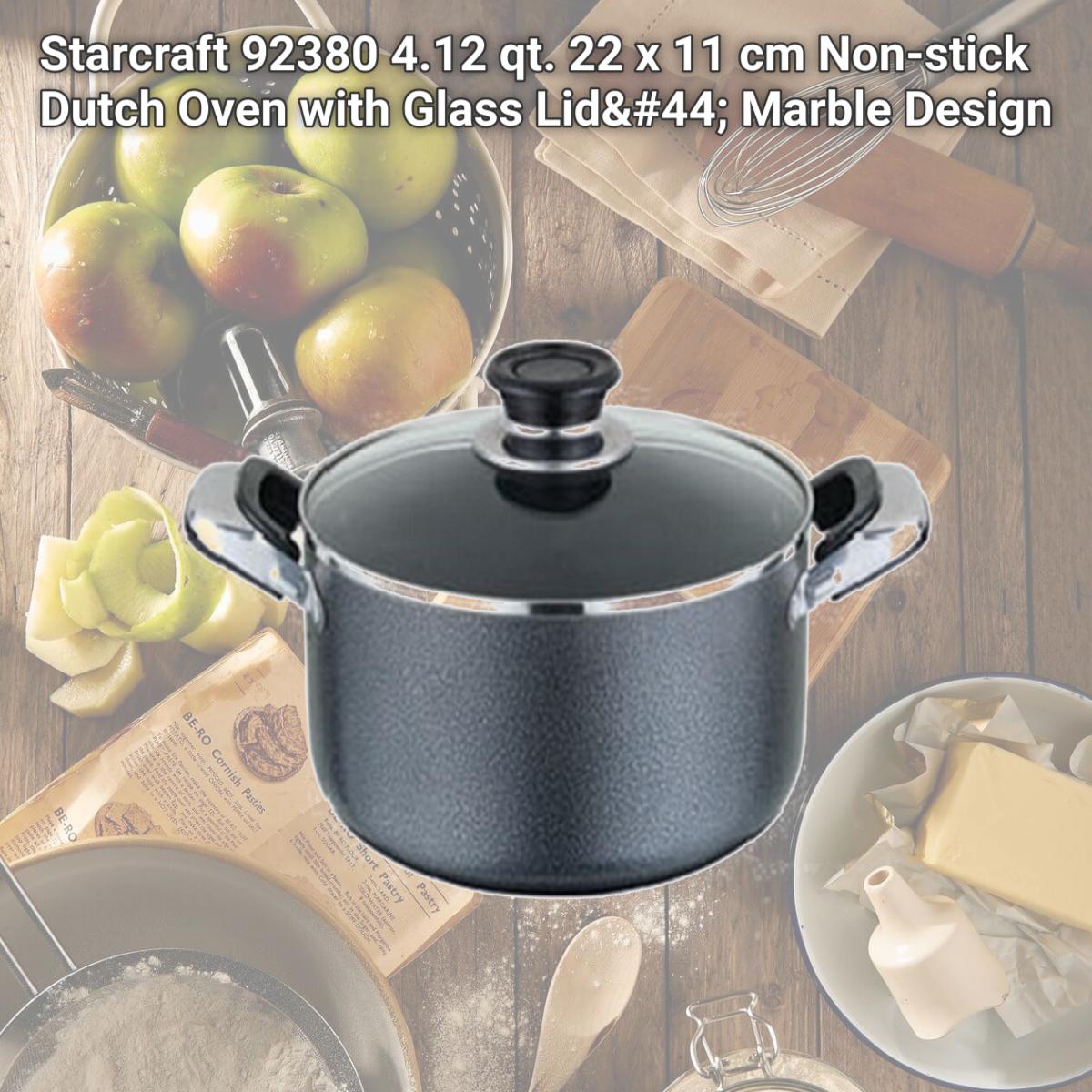 Picture of Starcraft 92380 4.12 qt. 22 x 11 cm Non-stick Dutch Oven with Glass Lid, Marble Design