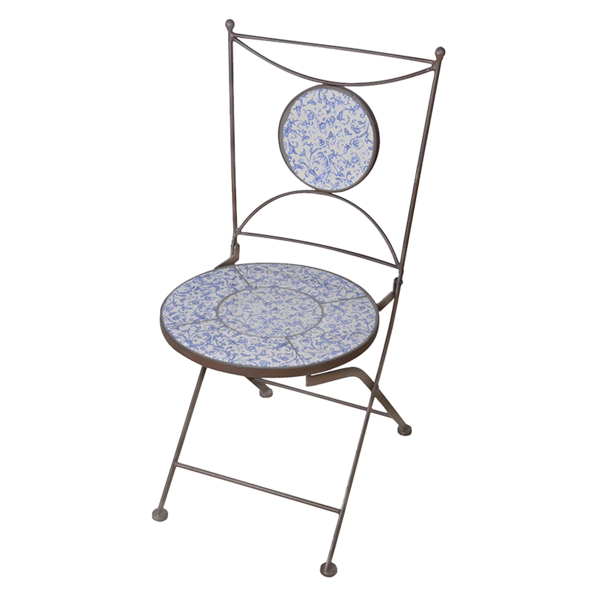 Ac90 Aged Ceramic Bistro Chair, Blue & White