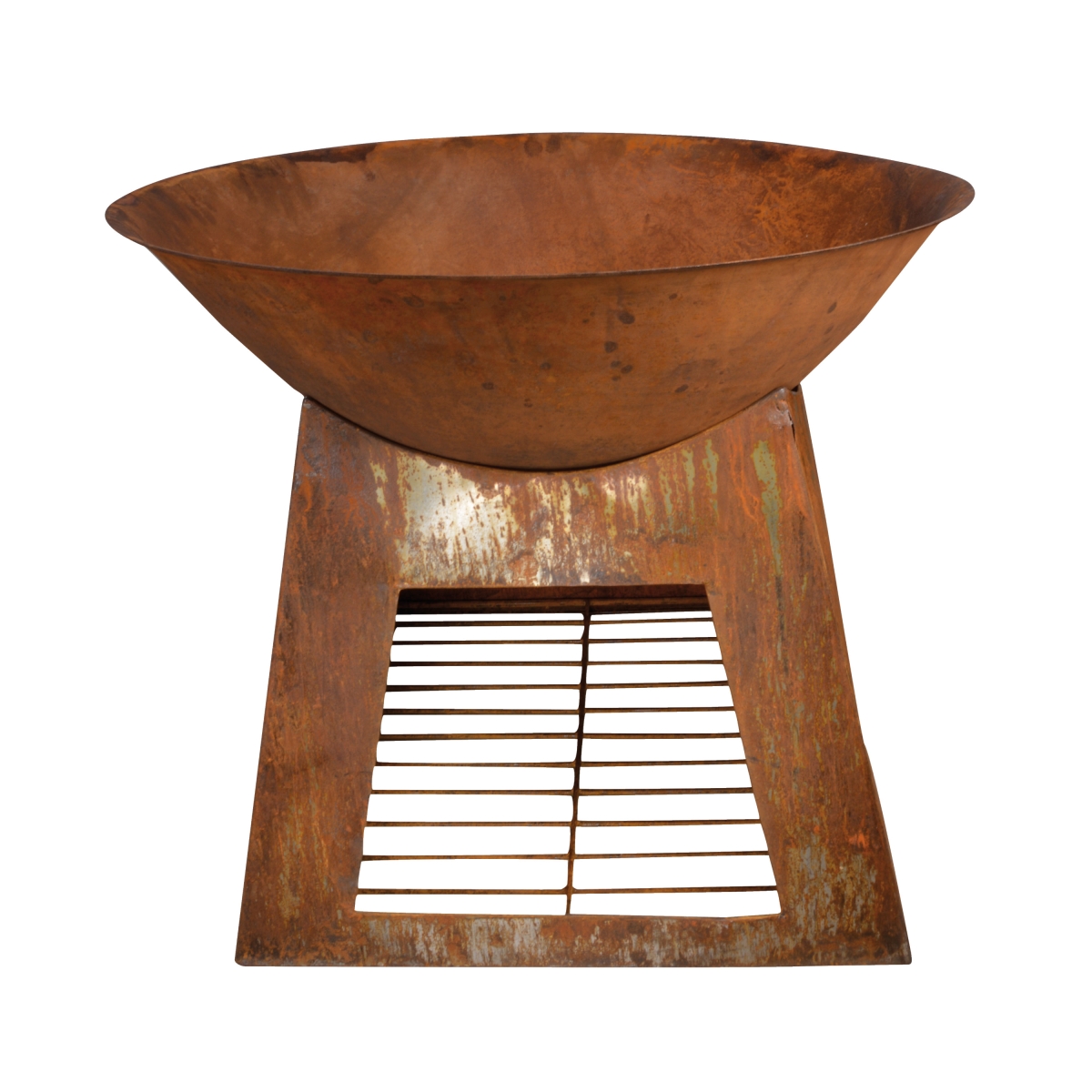 Ff169 Fire Bowl With Wood Storage, Rust Metal - Small