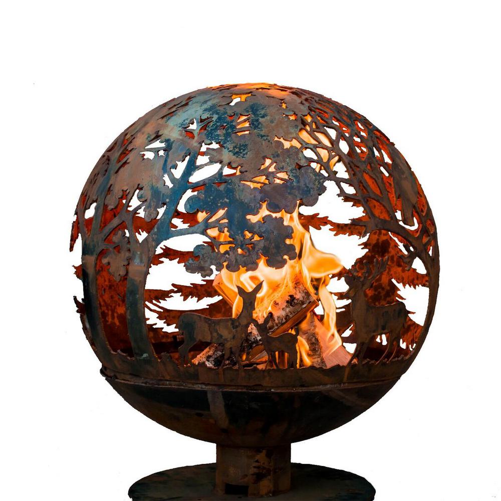Ff1011 Wildlife Fire Sphere, Rust Metal - Large