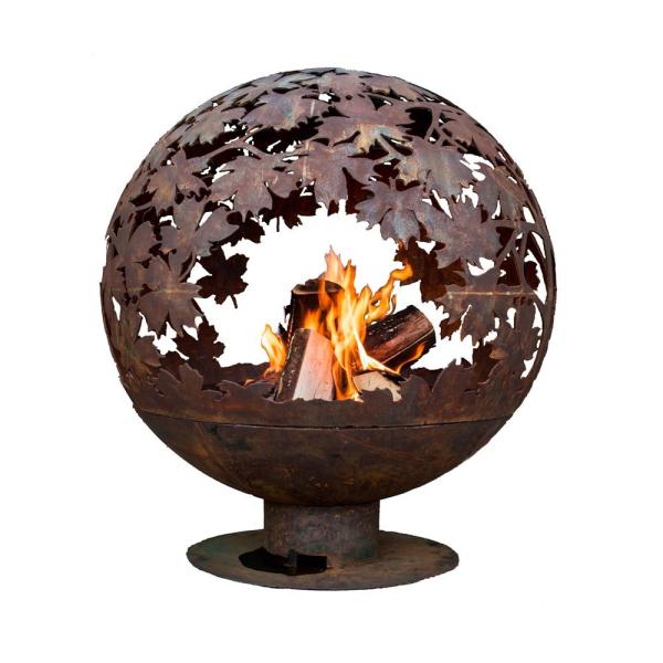 Ff1013 Leaf Fire Sphere, Rust Metal - Large