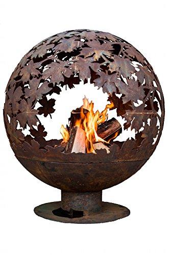Ff1014 Leaf Fire Sphere, Rust Metal - Extra Large