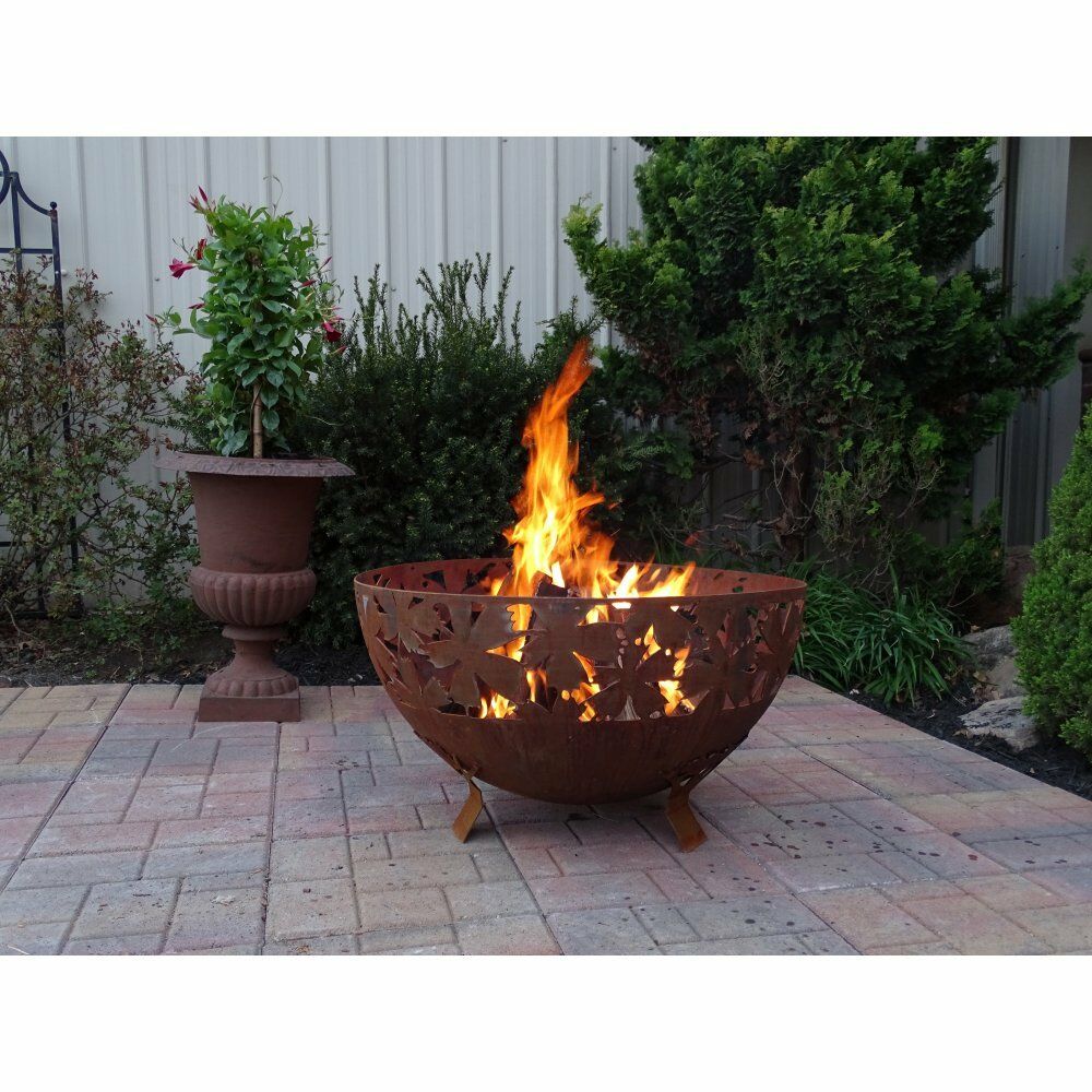 Ff1022 Leaf Fire Bowl, Rust Metal - Extra Large
