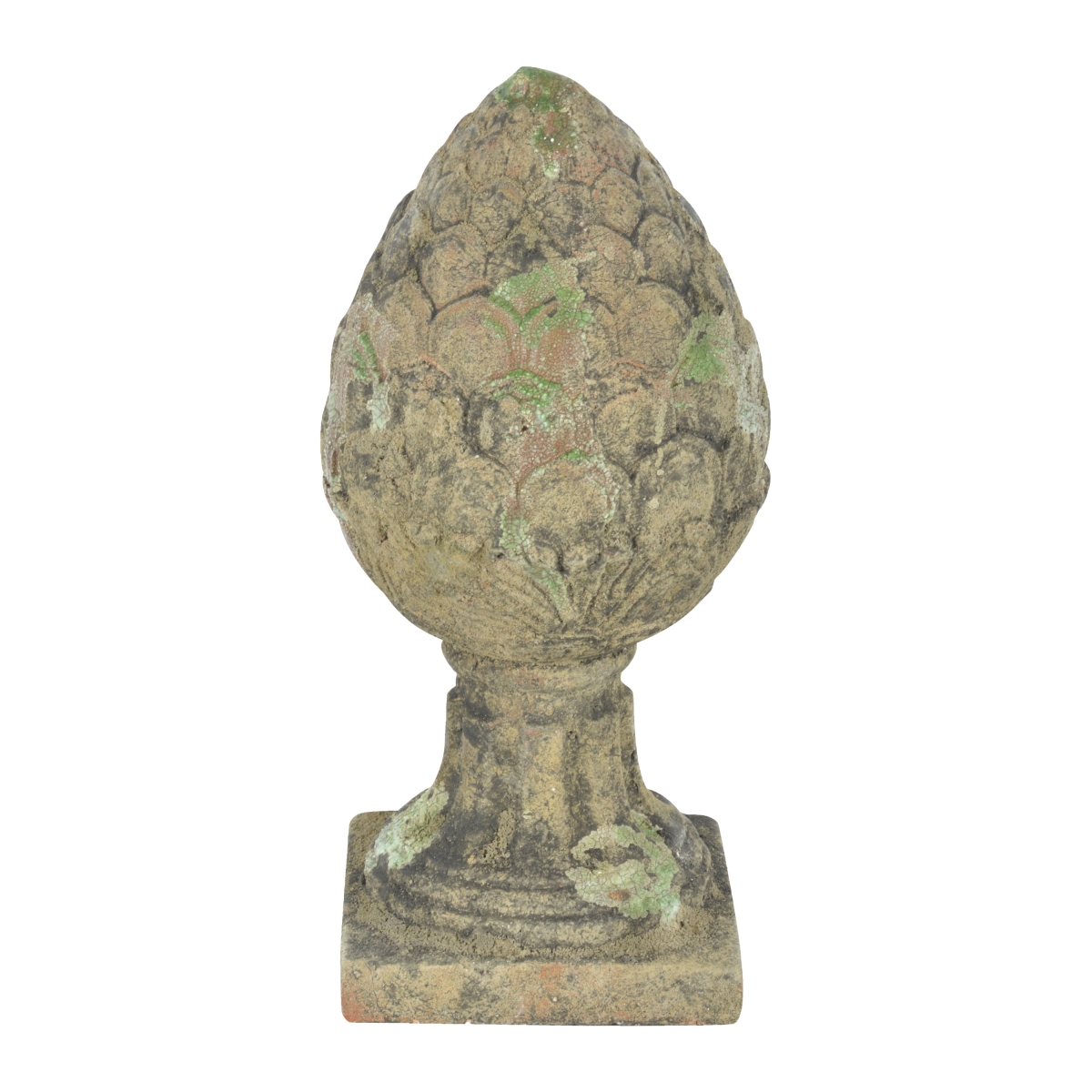 Ac145 Aged Ceramic Finial Pinecone Moss, Green - Large