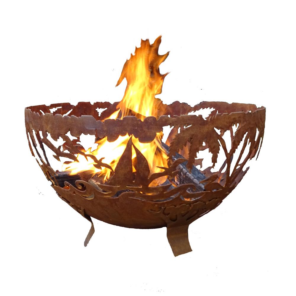 Ff1023 Tropical Fire Bowl, Rust Metal - Extra Large