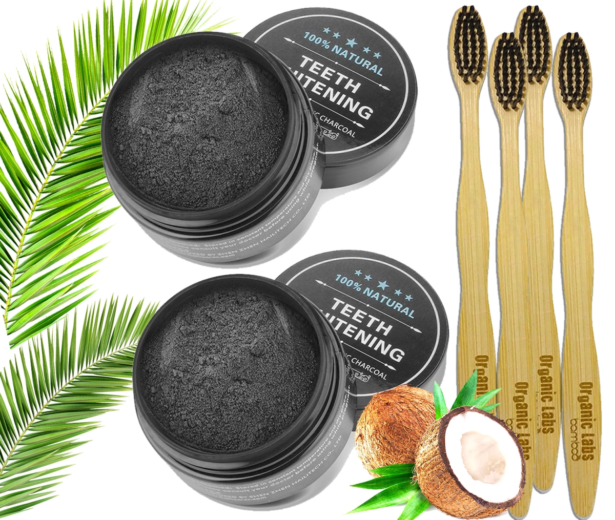 4036884 2 Charcoal Teeth Whitening Powder Natural Organic Activated Charcoal Bamboo Toothpaste With 4 Bamboo Toothbrushes