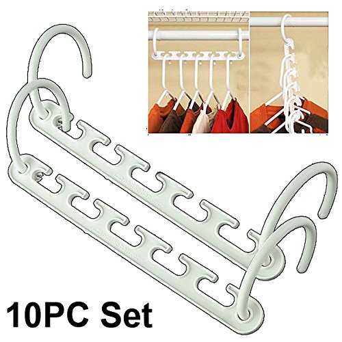 1002-w Plastic Cascading Space Saving Closet Hangers, White - 10 Piece
