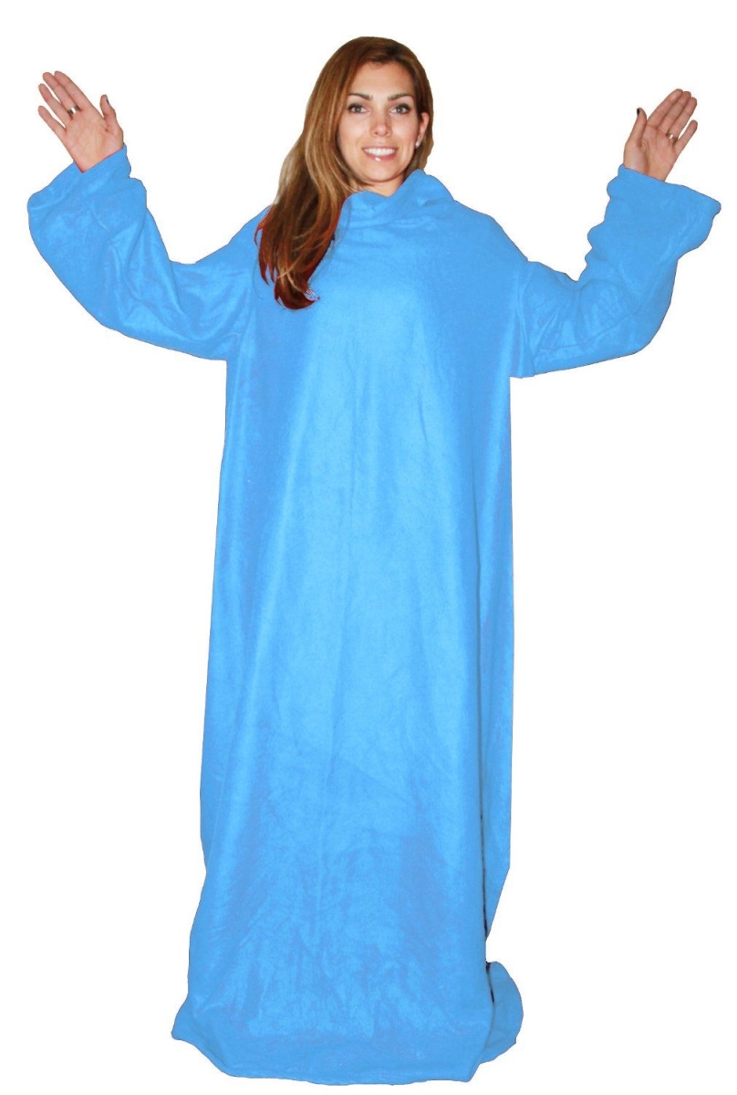 981sb Soft Fleece Blanket With Sleeves - Comfy Throw, Sky Blue
