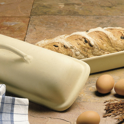 Sassafras Enterprises 2575 Superstone Covered Baker & French Bread Baguette Bread Loaf Pan, Beige