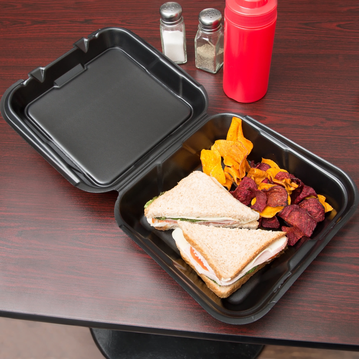 Foam Hinged Lid Container - Black