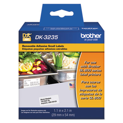 Brother International Dk3235 1.1 In. Die Cut Removable Paper Labels, White