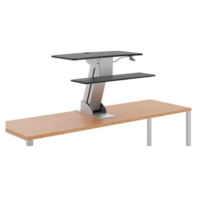 S1100 Directional Desktop Sit - To - Stand Riser Without Monitor Arm - Silver & Black