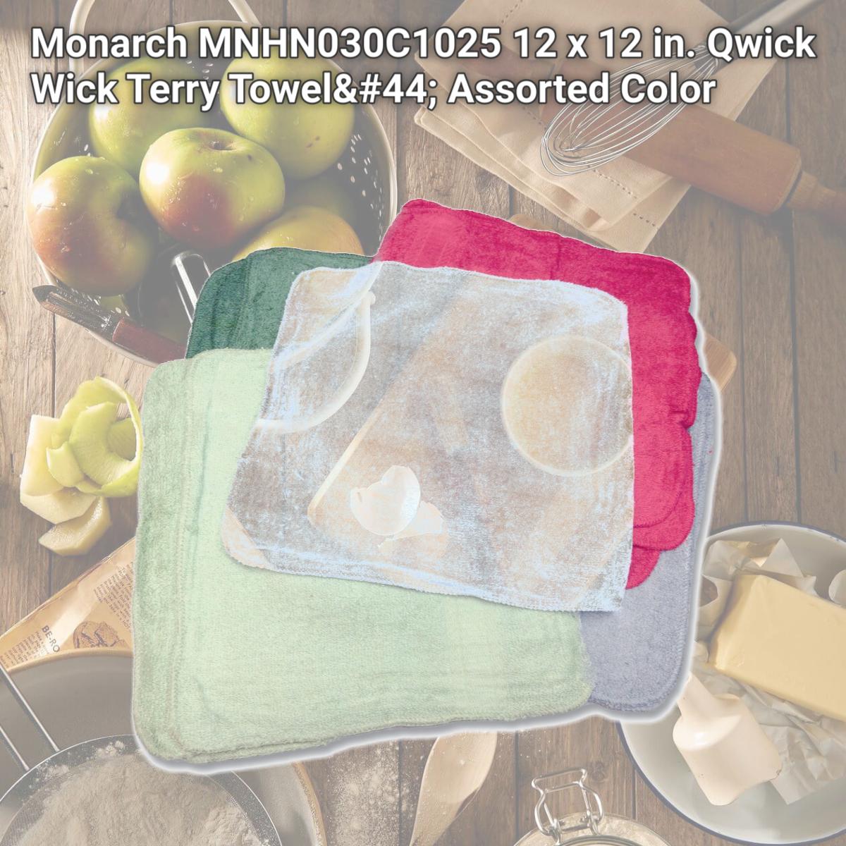 Picture of Monarch MNHN030C1025 12 x 12 in. Qwick Wick Terry Towel, Assorted Color