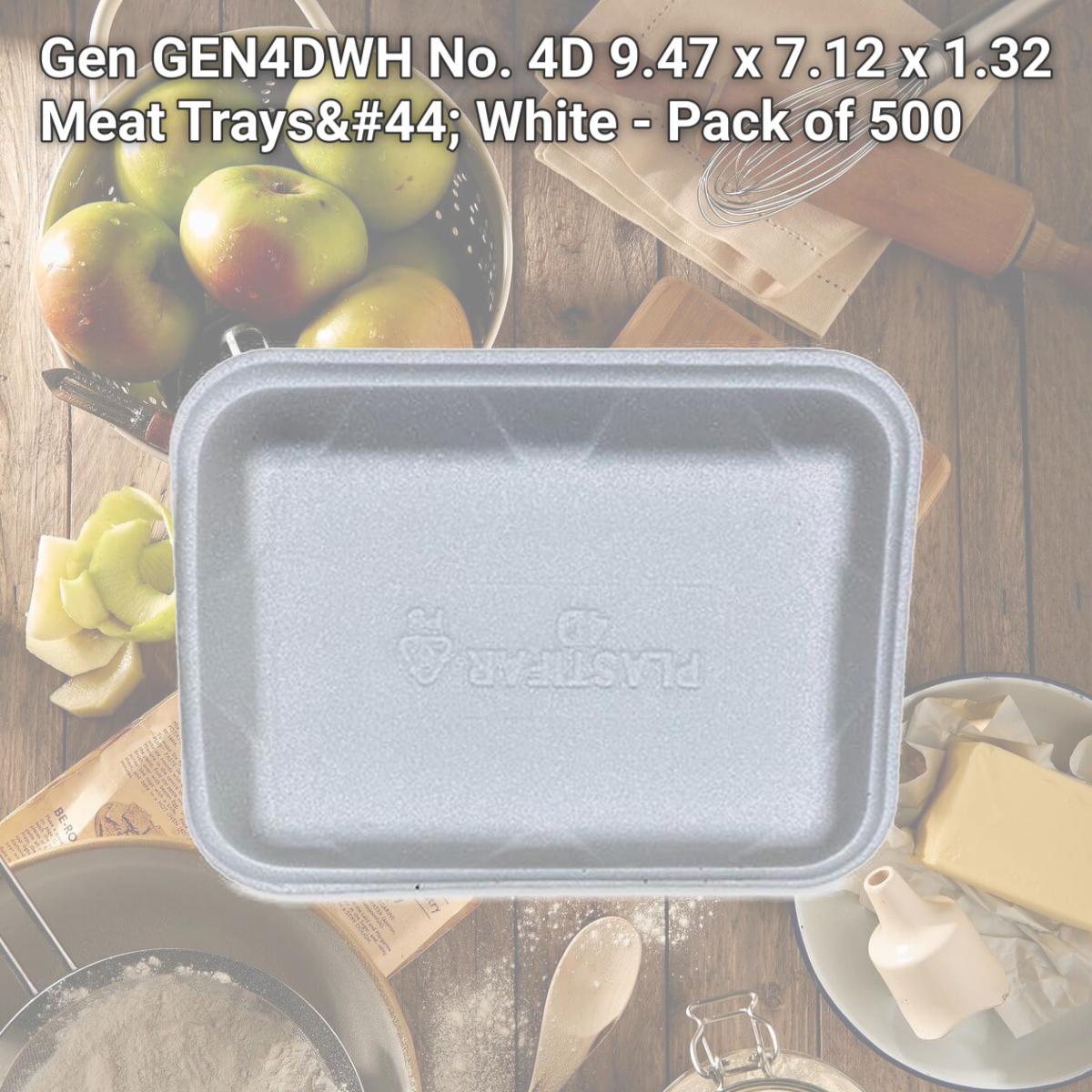 Picture of Gen GEN4DWH No. 4D 9.47 x 7.12 x 1.32 Meat Trays, White - Pack of 500