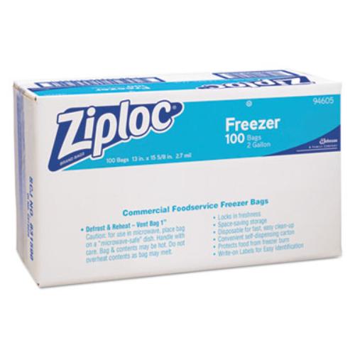 682254 2 Gal Zipper Commercial Resealable Freezer Bag, Clear - 100 Cartons
