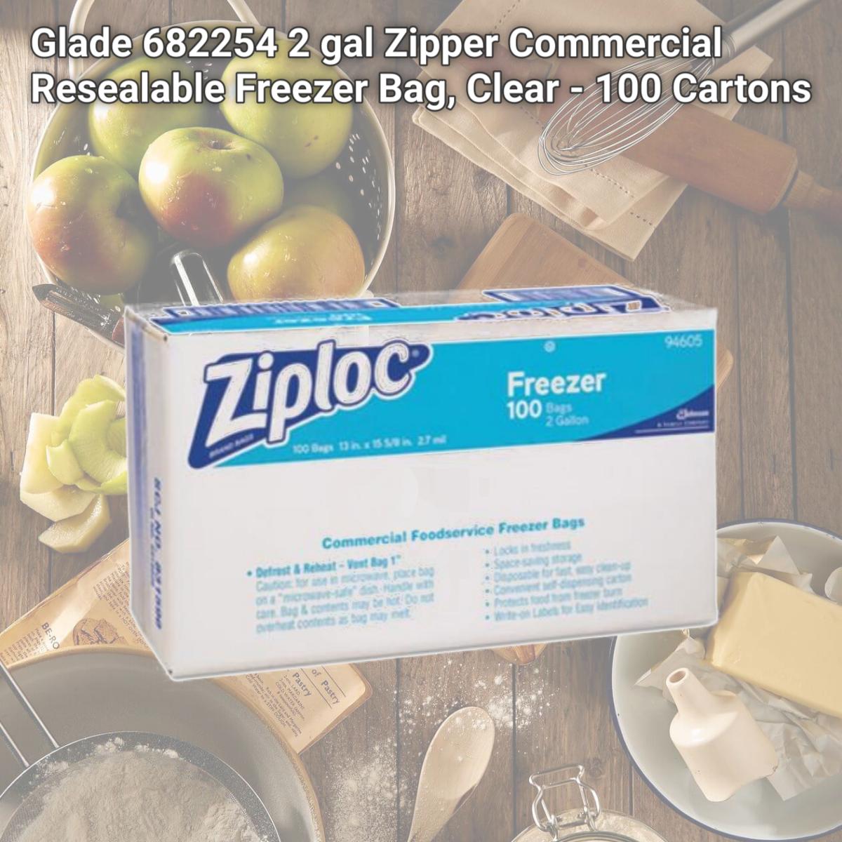 Picture of Glade 682254 2 gal Zipper Commercial Resealable Freezer Bag, Clear - 100 Cartons