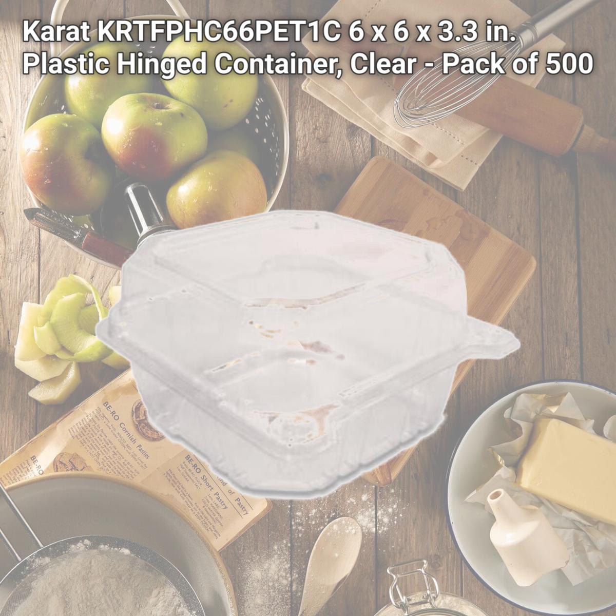 Picture of Karat KRTFPHC66PET1C 6 x 6 x 3.3 in. Plastic Hinged Container, Clear - Pack of 500