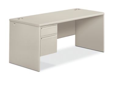 38292lb9q 66 In. Wide Left 38000 Series Single Pedestal Desk - Silver Mesh & Light Gray
