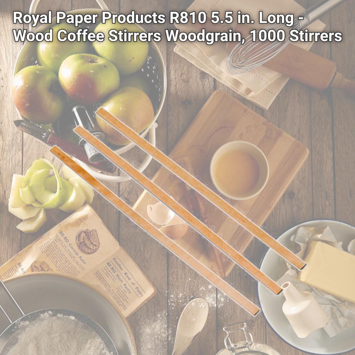 Picture of Royal Paper Products R810 5.5 in. Long - Wood Coffee Stirrers Woodgrain, 1000 Stirrers