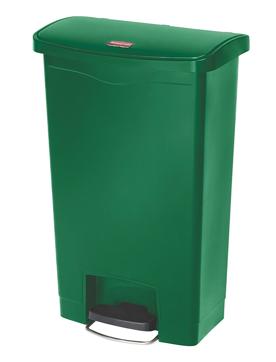 Rubbermaid Commercial Products 1883584 4 Gal Slim Jim Resin Step-on Container, Front Step - Green