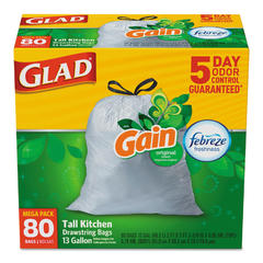 UPC 012587789001 product image for Clorox Sales 78900 13 gal Odorshield Kitchen Drawstring Bags Gain Original - Whi | upcitemdb.com