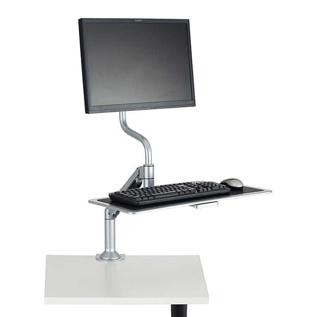Desktop Sit & Stand Single Monitor Workstations, Silver