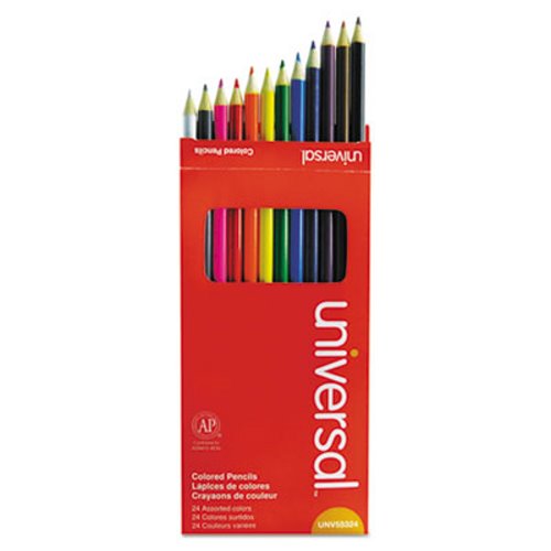 Unv55324 3 Mm Woodcase Colored Pencils, 24 Assorted Colors